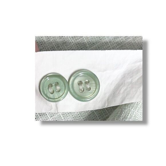 ZARA XS Green Cream Abstract Artsy Print Blouse Beaded Collar Boho Festival Y2K - Picture 6 of 11